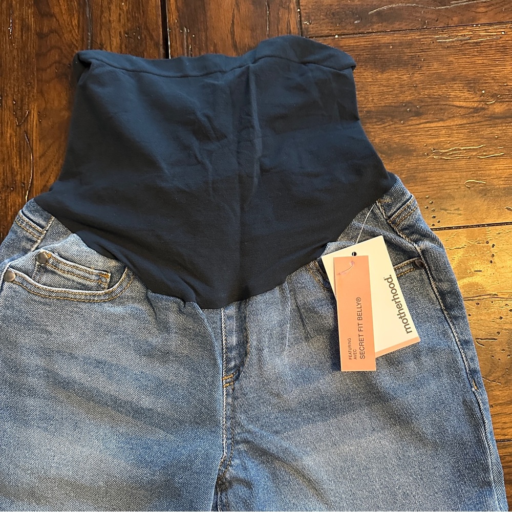 Motherhood Maternity XS NWT Distressed Straight Leg Jeans Raw Hem - Picture 3 of 9